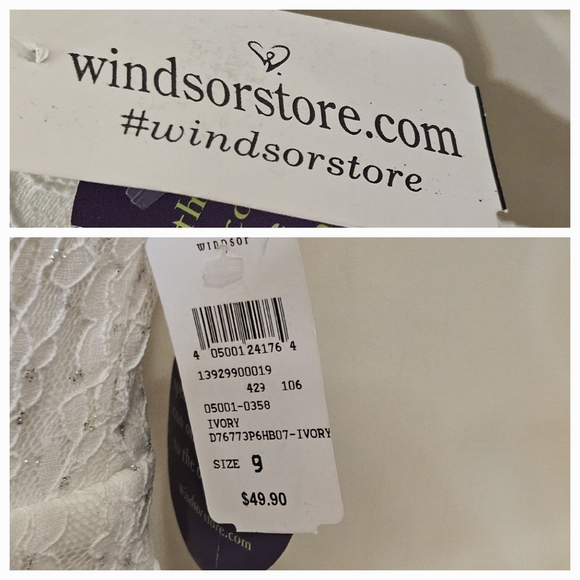 Windsor Cameron Formal White w/Silver Glitter & Lace Mini Dress,Size 9, NWT - Picture 16 of 16